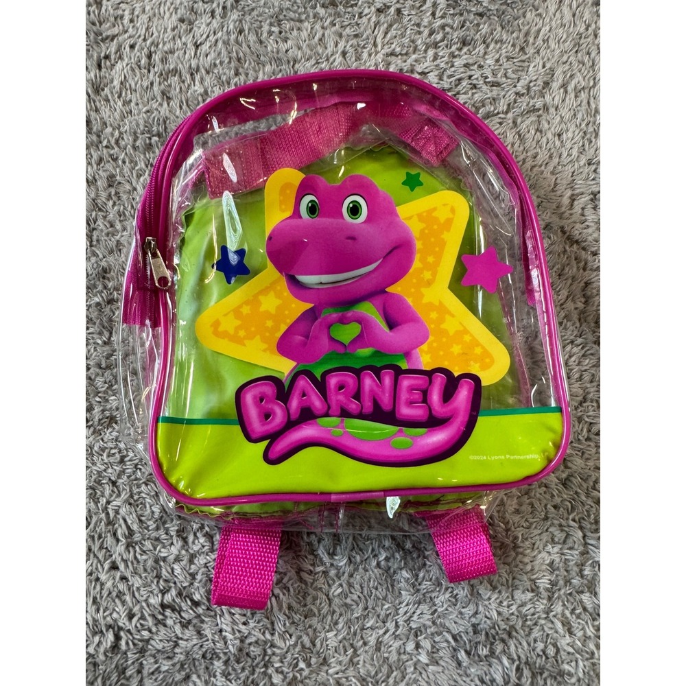 Barney Mini Backpack Clear Vinyl Kids Toddler Pink Green 2024 Lyons Partnership